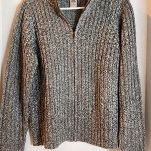 Women's High Sierra  Full Zip Gray Ribbed Knit Sweater  NWOT - Sz Large